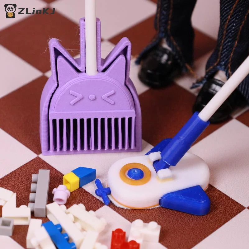 ▶1Pcs Miniature Dollhouse And Dustpan/ Aircraft Mop Simulation Model For Doll Accessories DIY Decoration Zpaxo