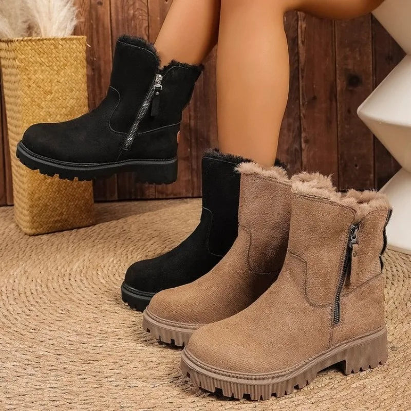 2025 New Women Snow Boots Keep Warm Cotton Shoes Faux Suede Non-slip Winter Boots Woman Comfortable Platform Ankle Booties Zpaxo