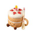 Funny Mugs For Women 400ml Ceramic With Lid Spoon Cake Shaped Aesthetic Mug Tea Cup For Women Christmas Birthday Valentines Day Zpaxo Brown 400ml CN