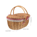 African Market Basket Handles Lid Wicker Woven Rustic Storage Bread