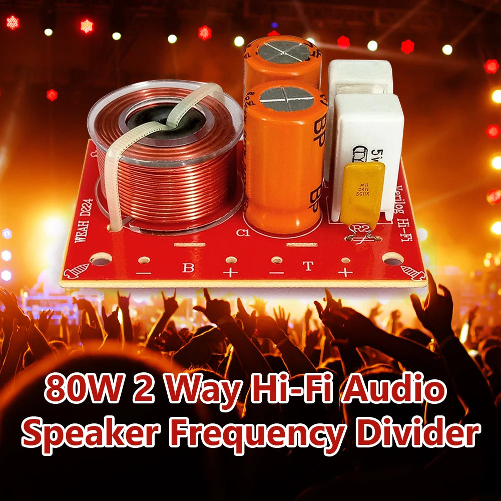 1Pcs 2 Way Hi-Fi Audio Crossover Filter 120W Speaker Frequency Divider Stereo Crossover Filters55 Hz-20k Hz for Speaker Zpaxo