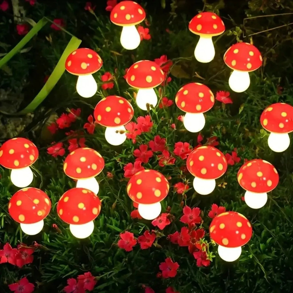 Solar Outdoor Lights Cute Garden Mushroom Decorative Pile String Zpaxo