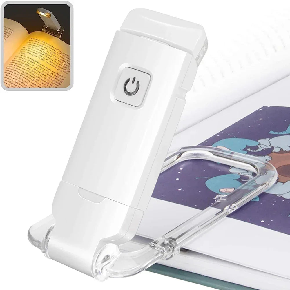 LED Clip-On Book Light – Amber, USB Rechargeable, 3 Brightness Clip-On Reading Light Zpaxo
