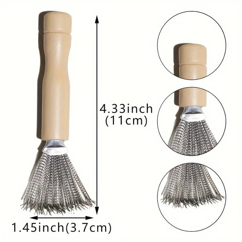 Hair Brush Cleaner Stainless Steel Toothed Wooden Handle Bamboo