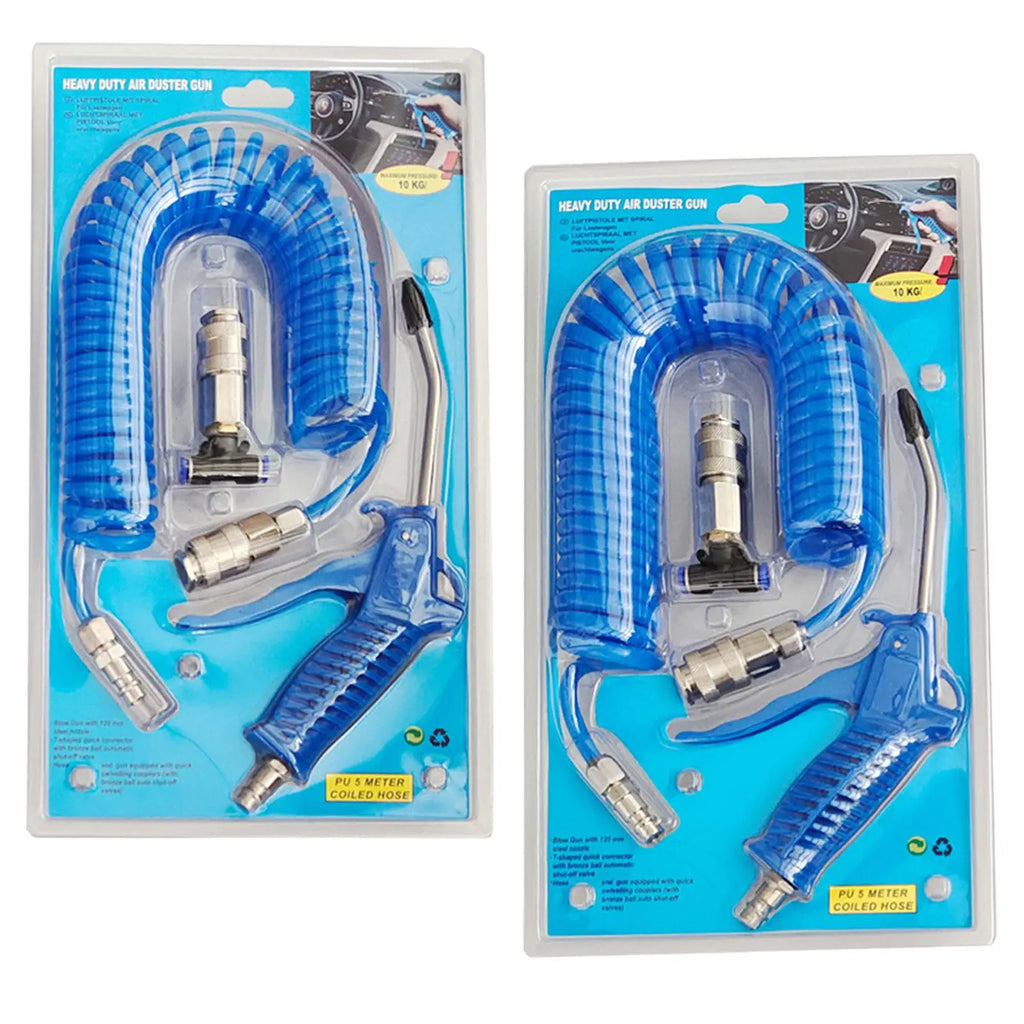 Air Blow Duster Set with 5 Meter Long Coil Pu Hose for Truck Air Compressor Dust Removal Air Duster Cleaning Nozzle Tool Zpaxo