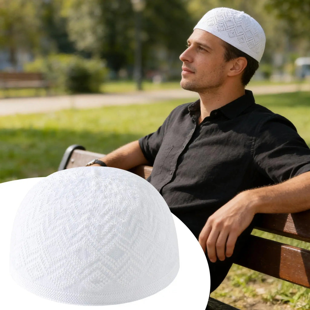 Kufi Hat Elastic Breathable Stretchable Soft Embroidery Cap Crochet