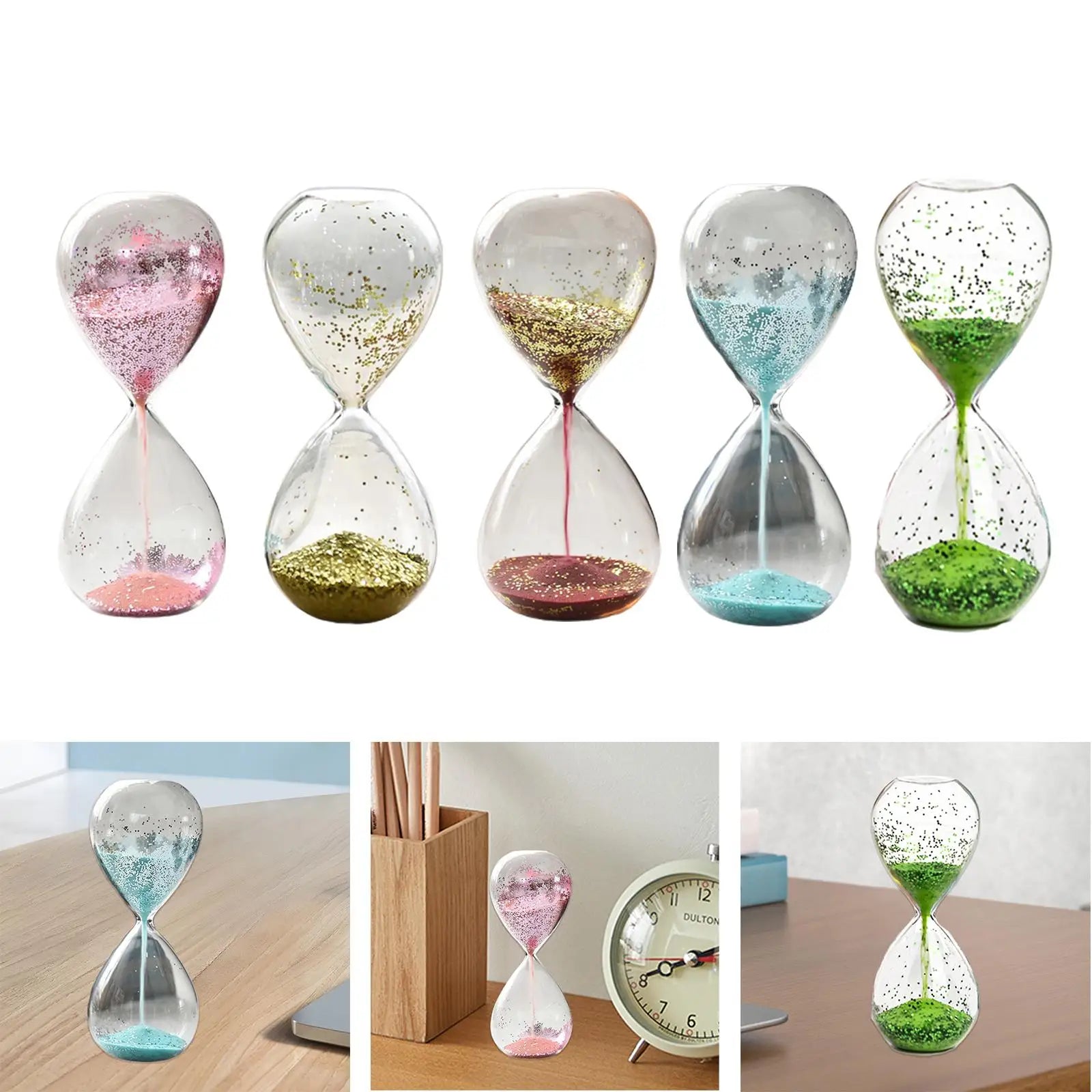 Glitter Glass Sand Timer Hourglass – Yoga, Decor & Gift Decorative Sand Timer Zpaxo