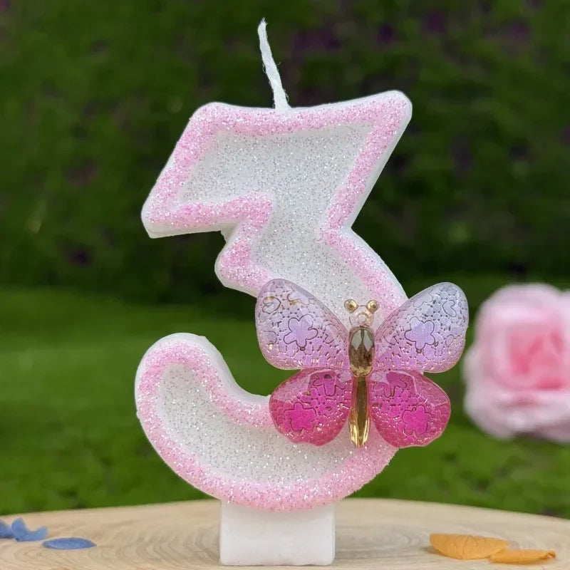 Pink Butterfly Number Candles 1–9 | Birthday Cake Topper Birthday Cake Candles Zpaxo 3