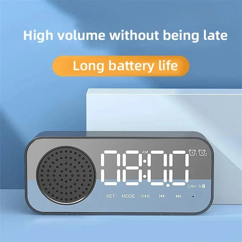 Bluetooth Wireless Audio Office Alarm Clock Mini LED Mirror Digital