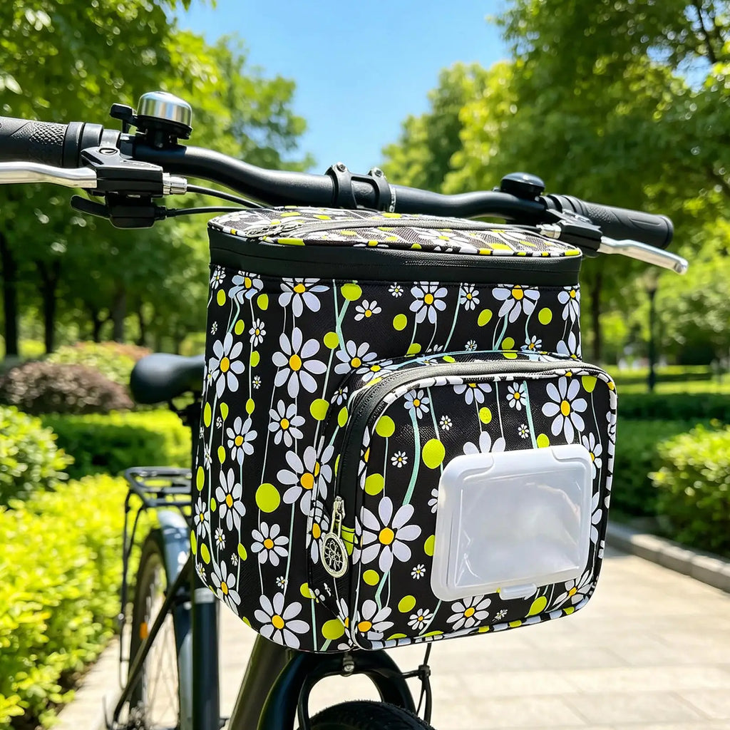 Kids Bicycle Basket Oxford Waterproof Zipper Handlebar Front Bag