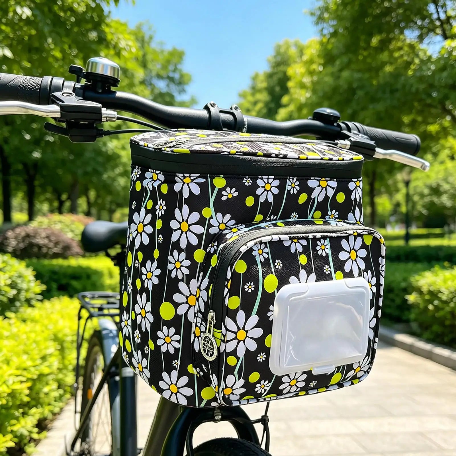 Kids Bicycle Basket Oxford Waterproof Zipper Handlebar Front Bag