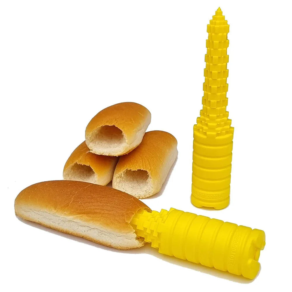New Creative Bread Hot Dog Drill Hot Dog Bun Leak Proof Hot Dog Artifact Bread Drill Tool for Kitchen Camping BBQ Party Zpaxo Yellow