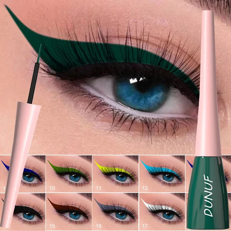 Matte Dark Green Liquid Eyeliner Pencil Waterproof Makeup Colorful Liquid Eye Liner Ultra-thin Long-Lasting Quick-Dry Eye Liner Zpaxo