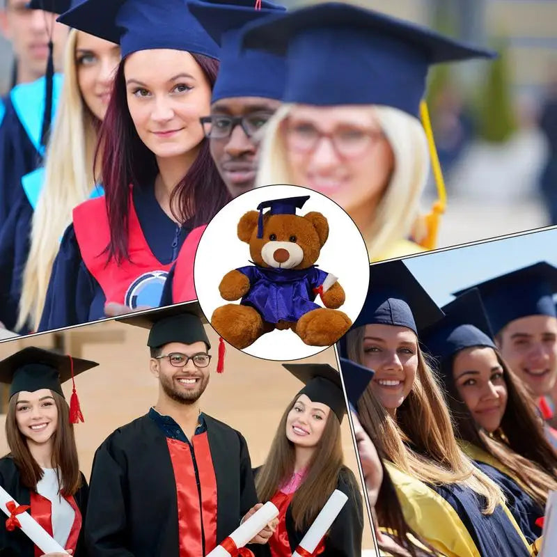 Bear With Graduation Hat Toys Stuffed Toy Doll With Hat Soft Plush Pillows Portable Comfortable Toy For Family Friends Children Zpaxo