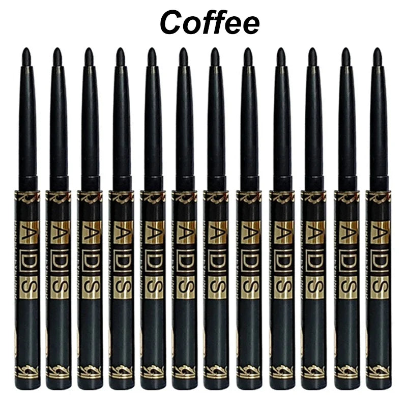 1 2 5 Waterproof Sweat-proof Black Eyeliner Pencil Eye Liner Gel Pen Zpaxo Coffee-12pcs