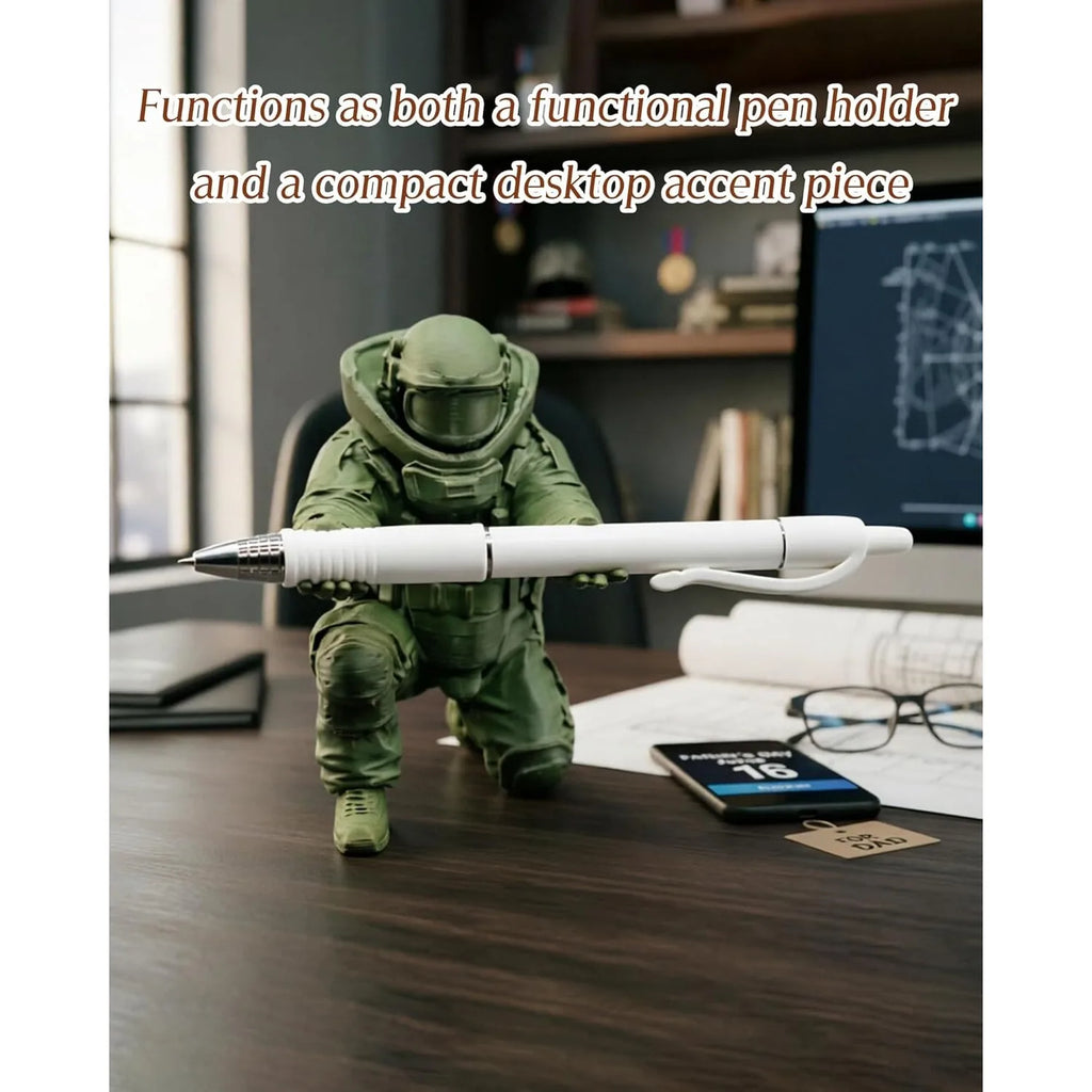 Tactical Soldier Pen Holder 3D Printed Single Pencil Statue Cool Desk