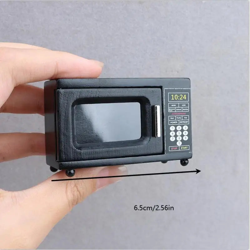 ▶1:12 Dollhouse Miniature Black Microwave Oven Furniture Home Model Decor Toy Doll House Accessories Zpaxo 1Pcs