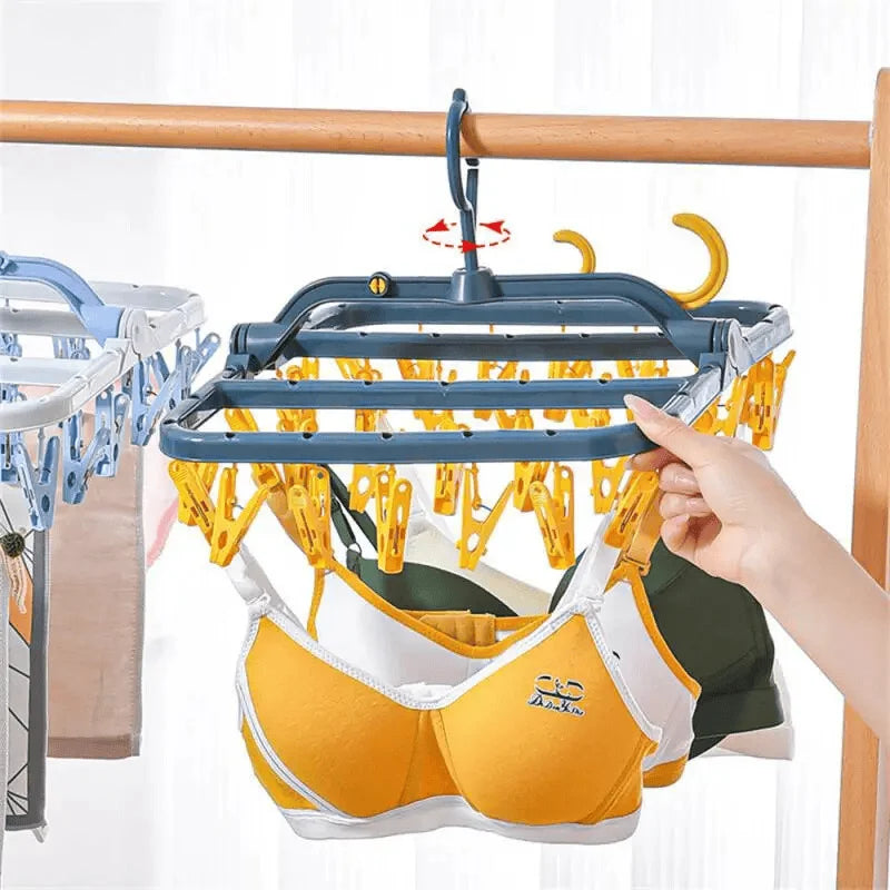 32-Clip Foldable Clothes Drying Rack – Windproof Laundry Hanger