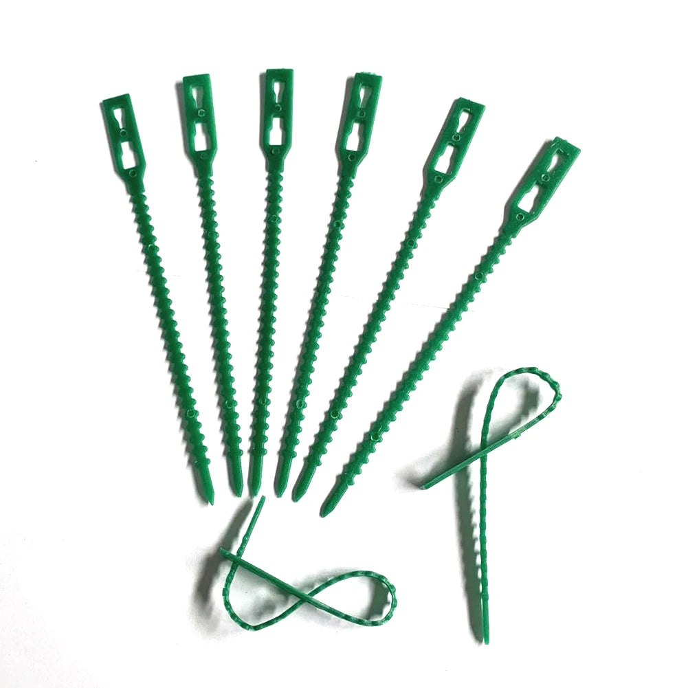 100pcs Garden Cable Ties Reusable Floral Wire Green Cable Ties Self-locking Adjustable Multifunctional Locking Plant Accessories Zpaxo