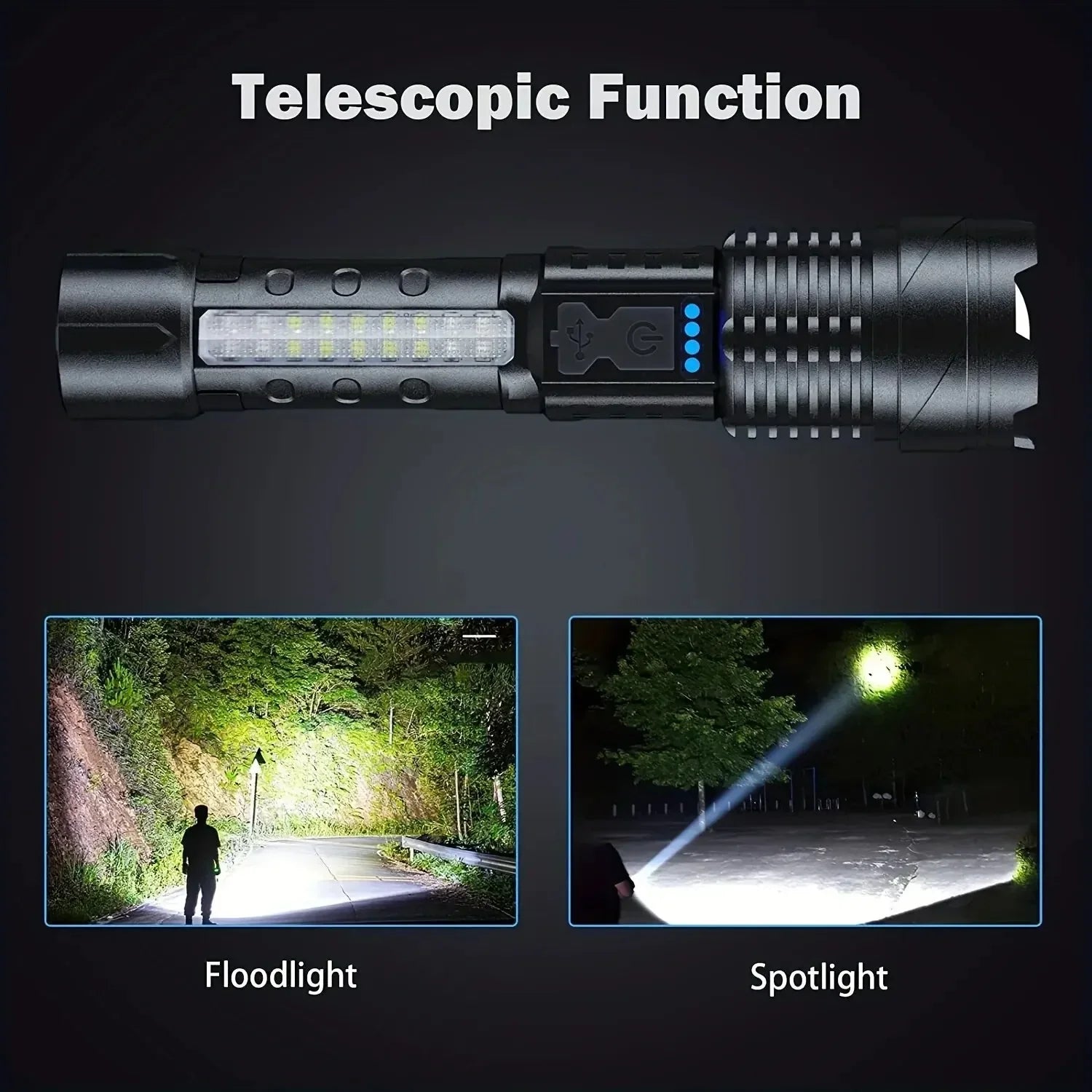 ESMARTER 1000LM Rechargeable Torch Flood Light with Side Light