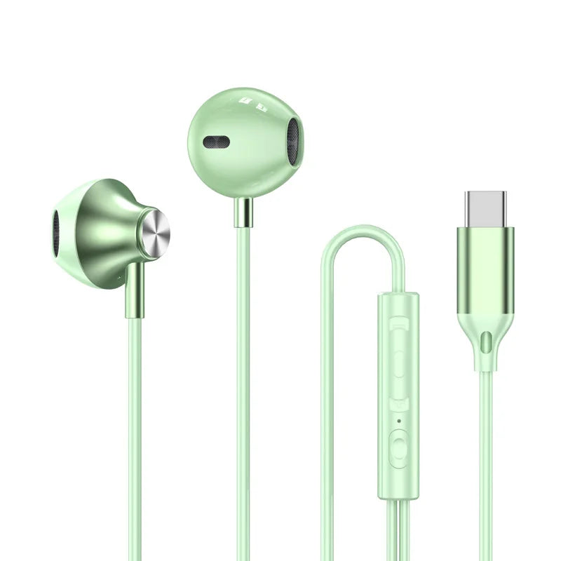 C Wired Earphones Bass Stereo Sound Volume Control Iphone Xiaomi