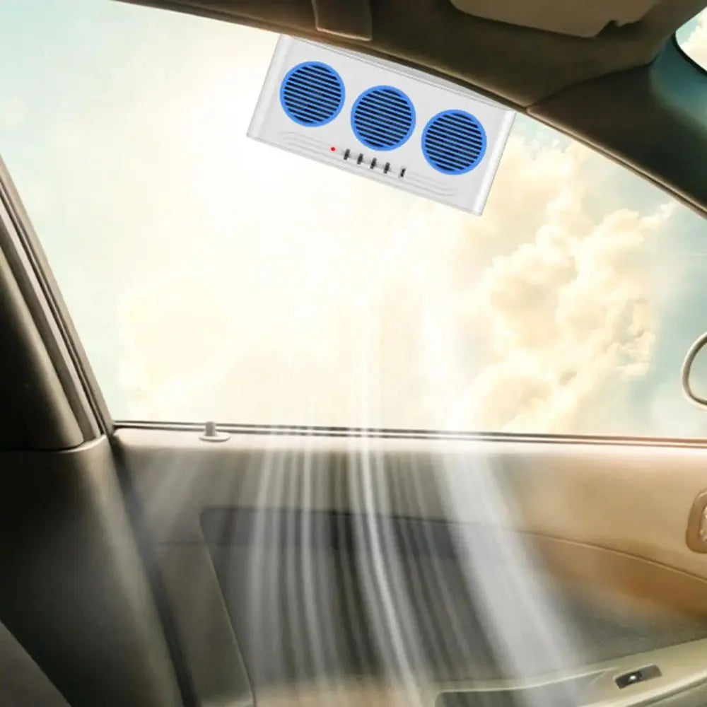 Three Outlets Solar Powered Fan Light Car Window Vent Cooler Mount Zpaxo