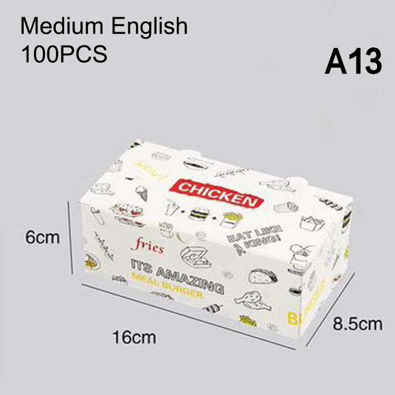 50/100Pcs Disposable French Fries Box Food Fried Chicken Packaging Box Party Supplies Food For Kids Birthday Tray Zpaxo A13