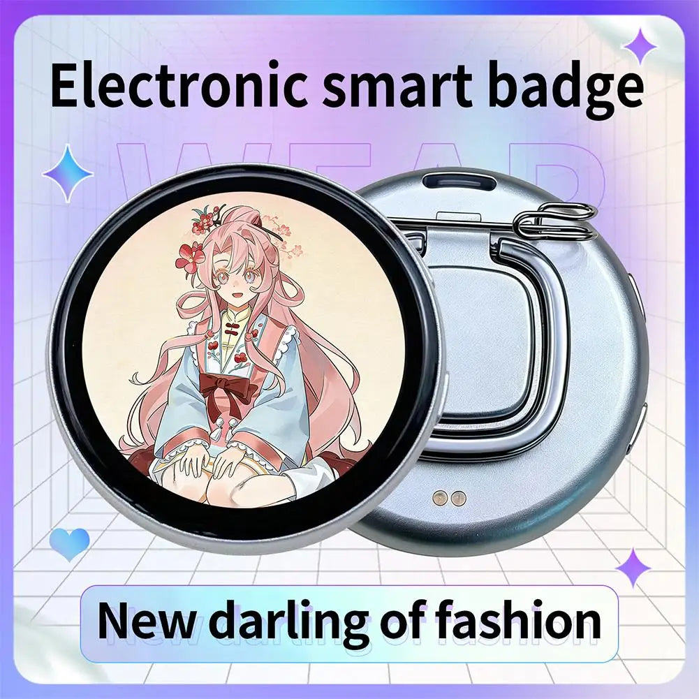 Anime E-Badge Display Pin | 1.85" Touch Screen LED Photo Badge Wearable Display Badge Zpaxo