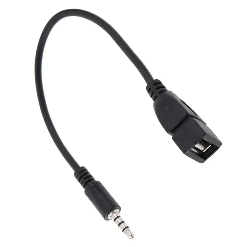 USB Female to 3.5mm AUX Adapter Cable for Car Audio & MP3