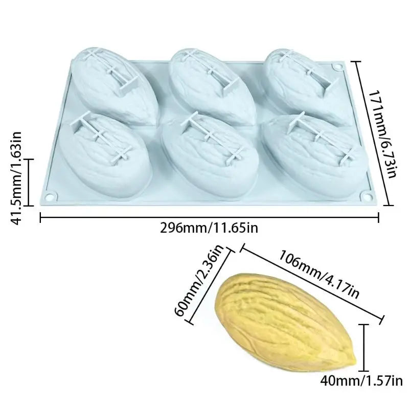Chocolate Mousse Cake Mold Silicone 6Cell Pecan Pistachio Coffee Bean Zpaxo A1