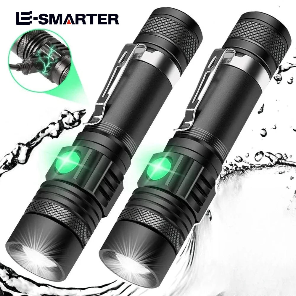 ESMARTER Tactical LED Flashlight – USB Rechargeable Zoomable Tactical LED Flashlight Zpaxo
