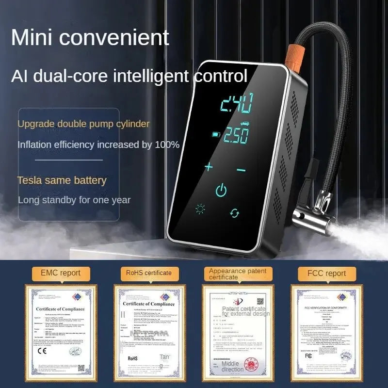 Wireless Air Pump 150psi Touch Screen Portable Electric Tire Inflator For Car Bicycle Motorcycle Mini Air Compressor Injector Zpaxo