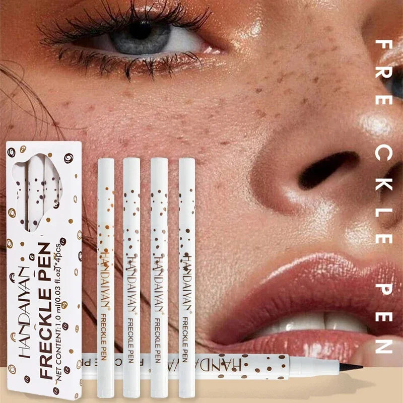 4PC Natural Freckle Pencil Dot Spot Pen Create Effortless Sunkissed Makeup Long Lasting Waterproof Soft Brown Freckle Makeup Pen Zpaxo