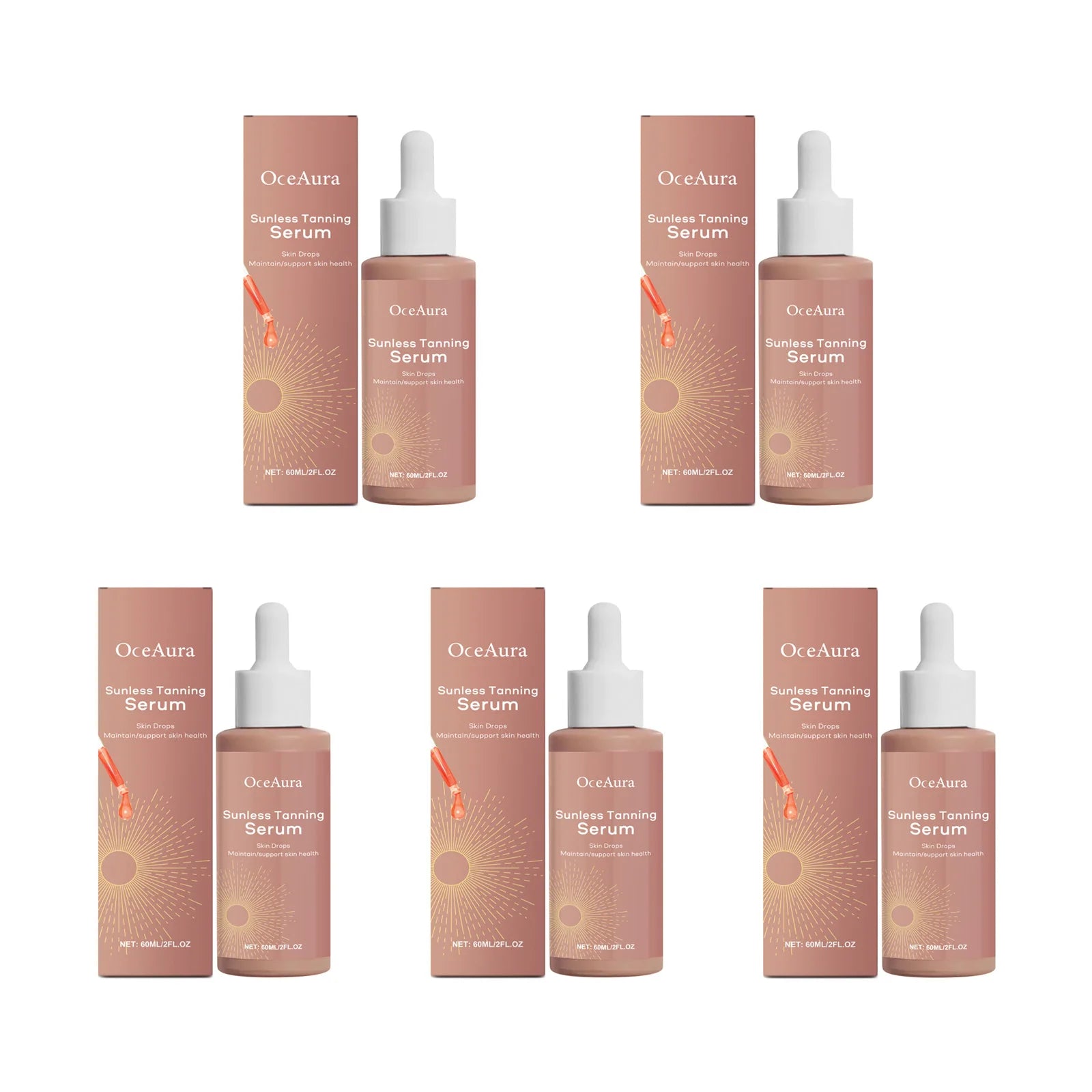 Herbal Sunless Self Tanner Drops – Natural Bronzer & Moisturizer Self Tanning Serum Zpaxo 5 x 60ml Boxed