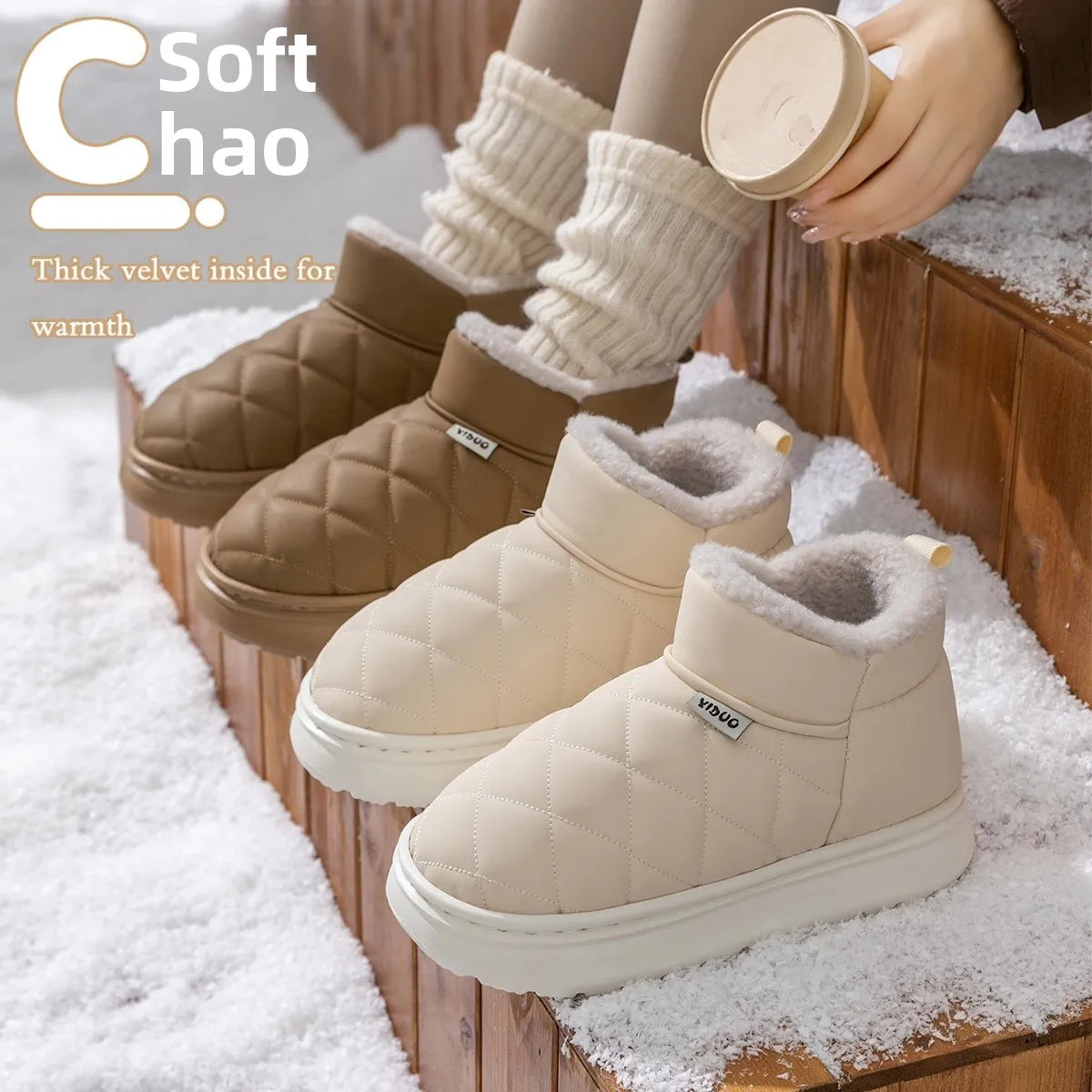 Winter Outdoor Snow Boots Women's Waterproof Slip-resistant Design