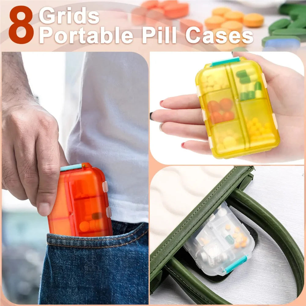 10 Compartments Travel Pill Organizer Pocket Portable Pill Storage Box Case Daily Pill Container or Purse Fish Oil Medicine Zpaxo