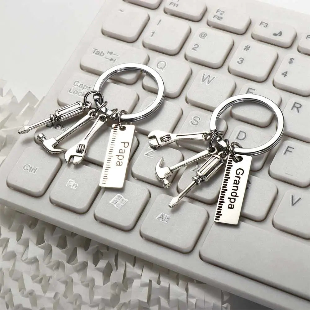 Dad Letters Dad Letters Keychains Hammer Wrench Dad Letters Keyring Papa DIY Jewelry Father's Day Pendant Tassel Hanging Pendant Zpaxo