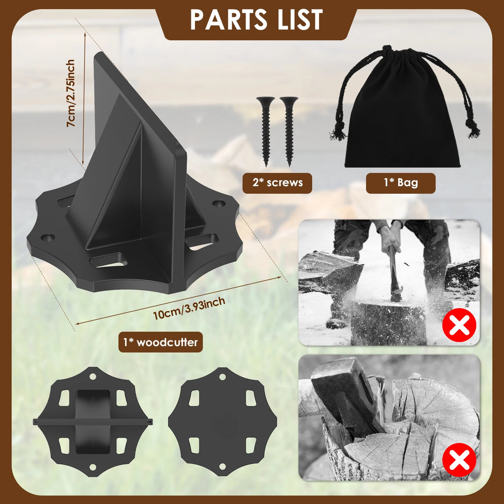 Kindling Splitter Sturdy Carbon Steel Log Wood Splitter Portable Wood Splitter Tool with Cloth Bag Manual Splitter for Home 2025 Zpaxo black large