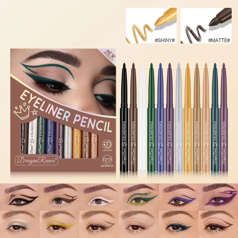 Box Black Gold Eyeliner Pencil Long-lasting Waterproof Pigment Green