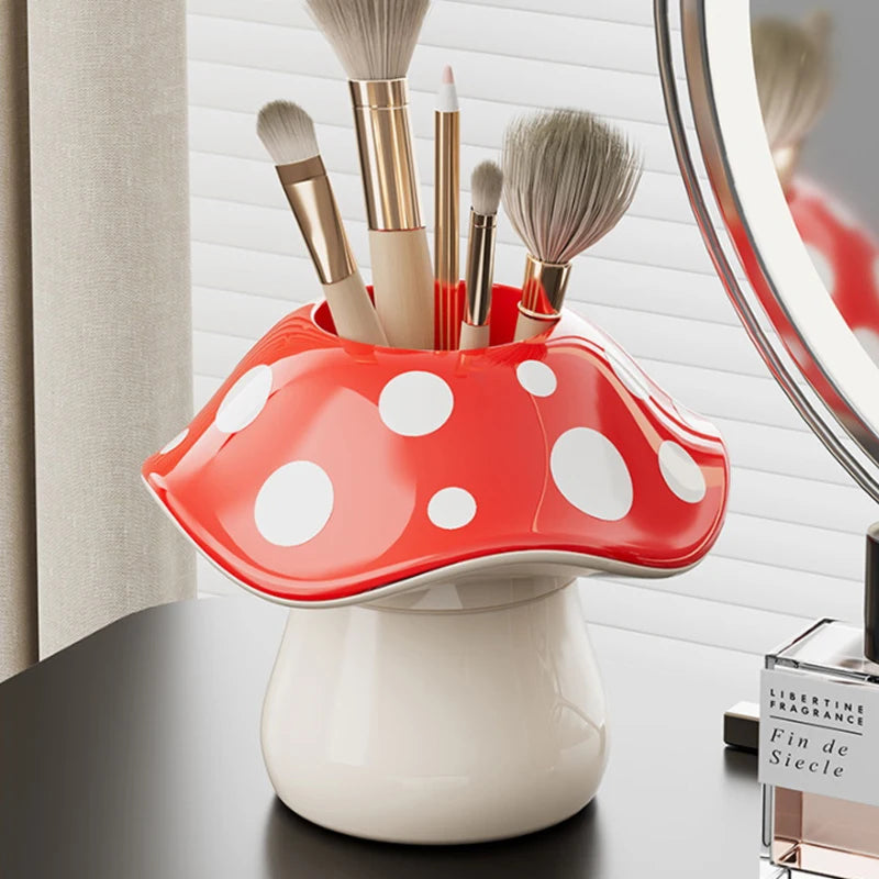 Polka Dot Mushroom Desk Organizer Student Dormitory Storage Box