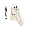 Halloween Ghost Walking Dog Statue Spooky Figurine Home Tabletop