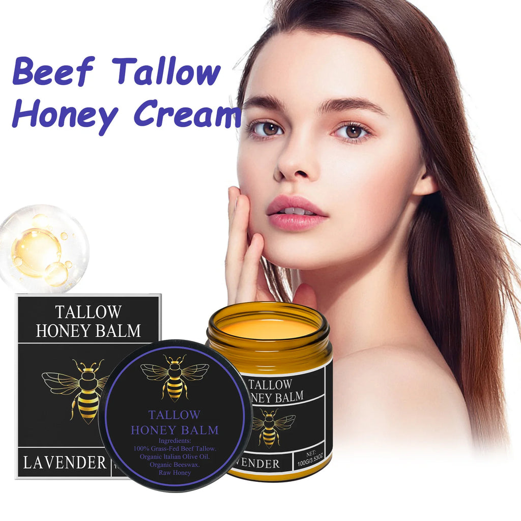 Beef Tallow Honey Cream – Moisturizing Firming Skin Balm Moisturizing Face Cream Zpaxo