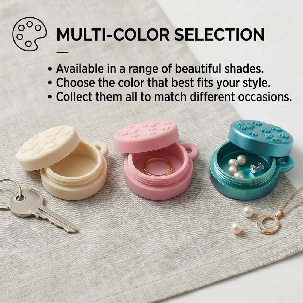 Portable Sakura Ring Holder Keychain Mini Jewelry Storage Case Travel