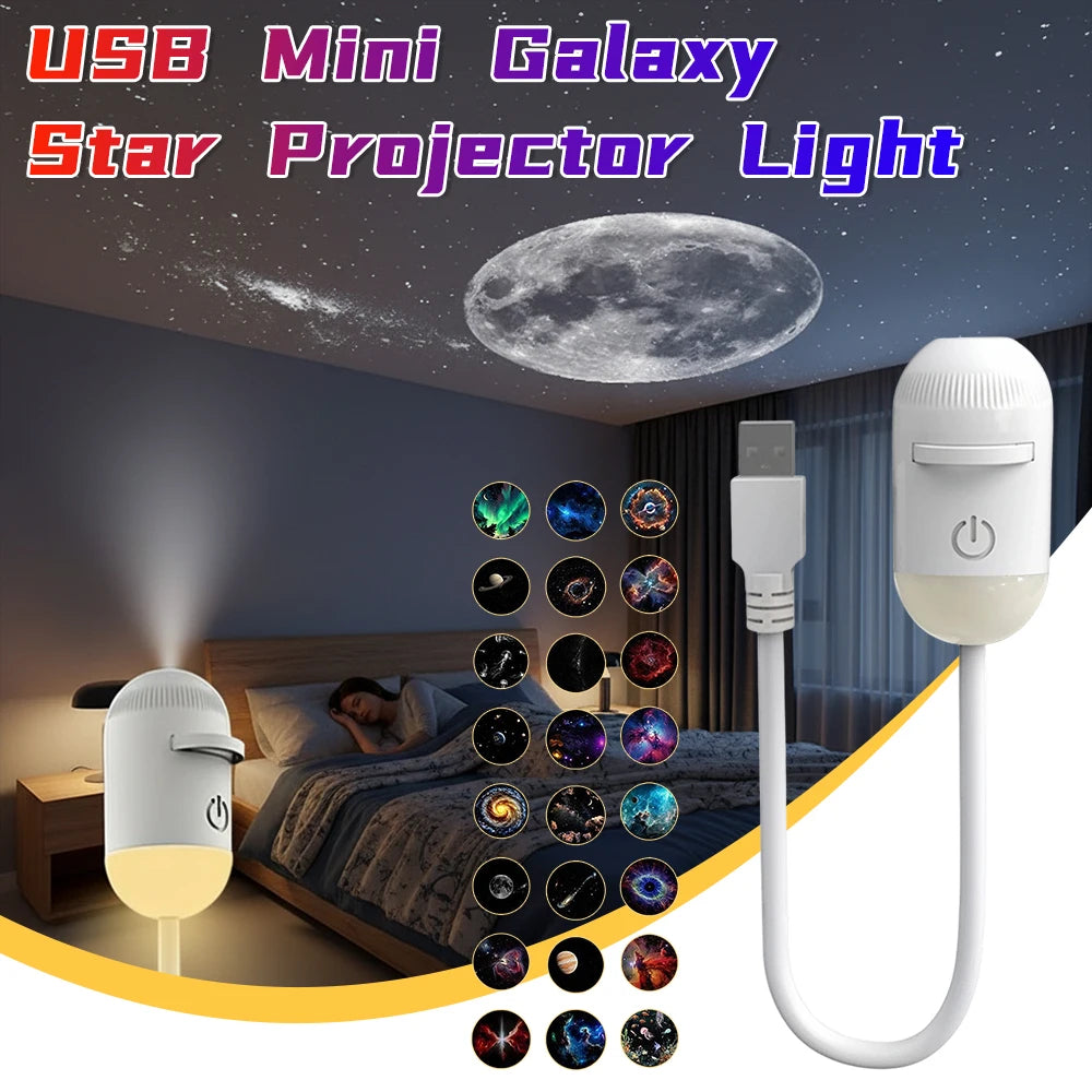 Mini Galaxy Star Projector Night Light Starry Sky Ambient Lamp USB
