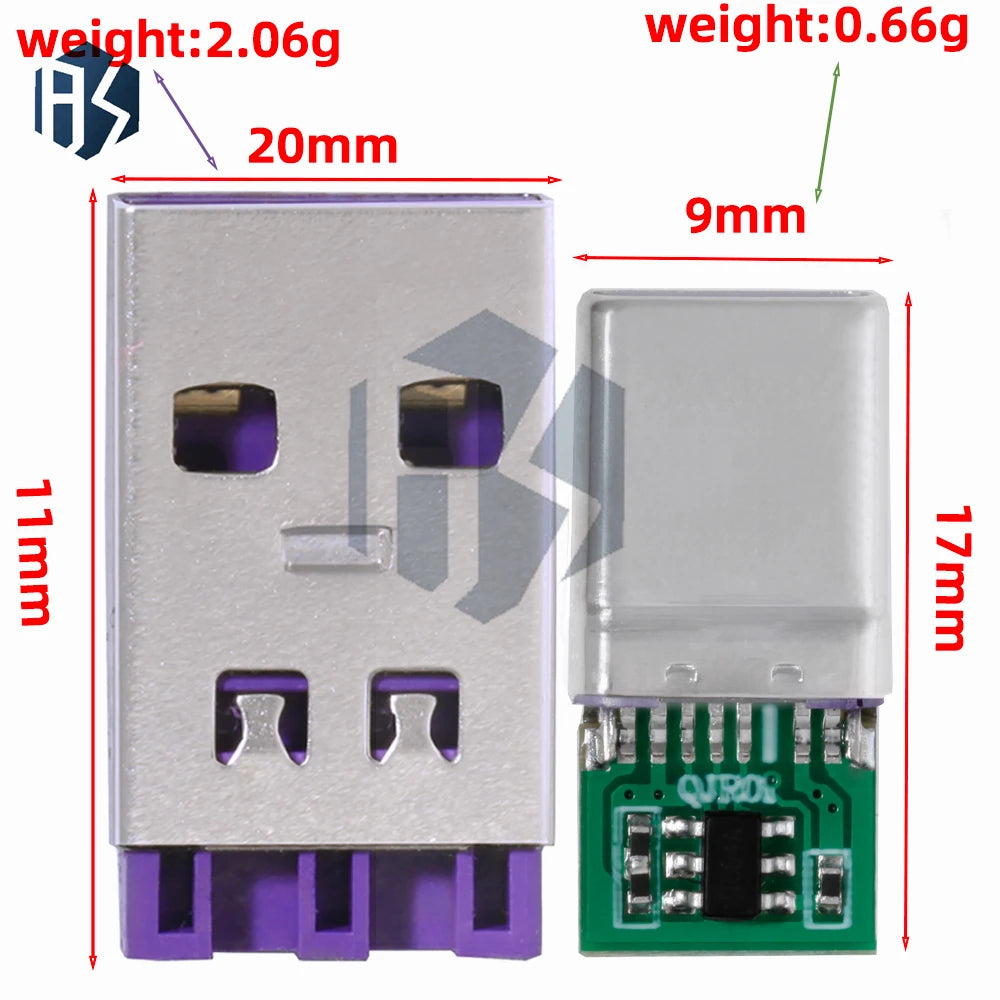 65W PD Fast Charge DIY Type-c 5-Pin 5A PCB Soldering Type-a Zpaxo