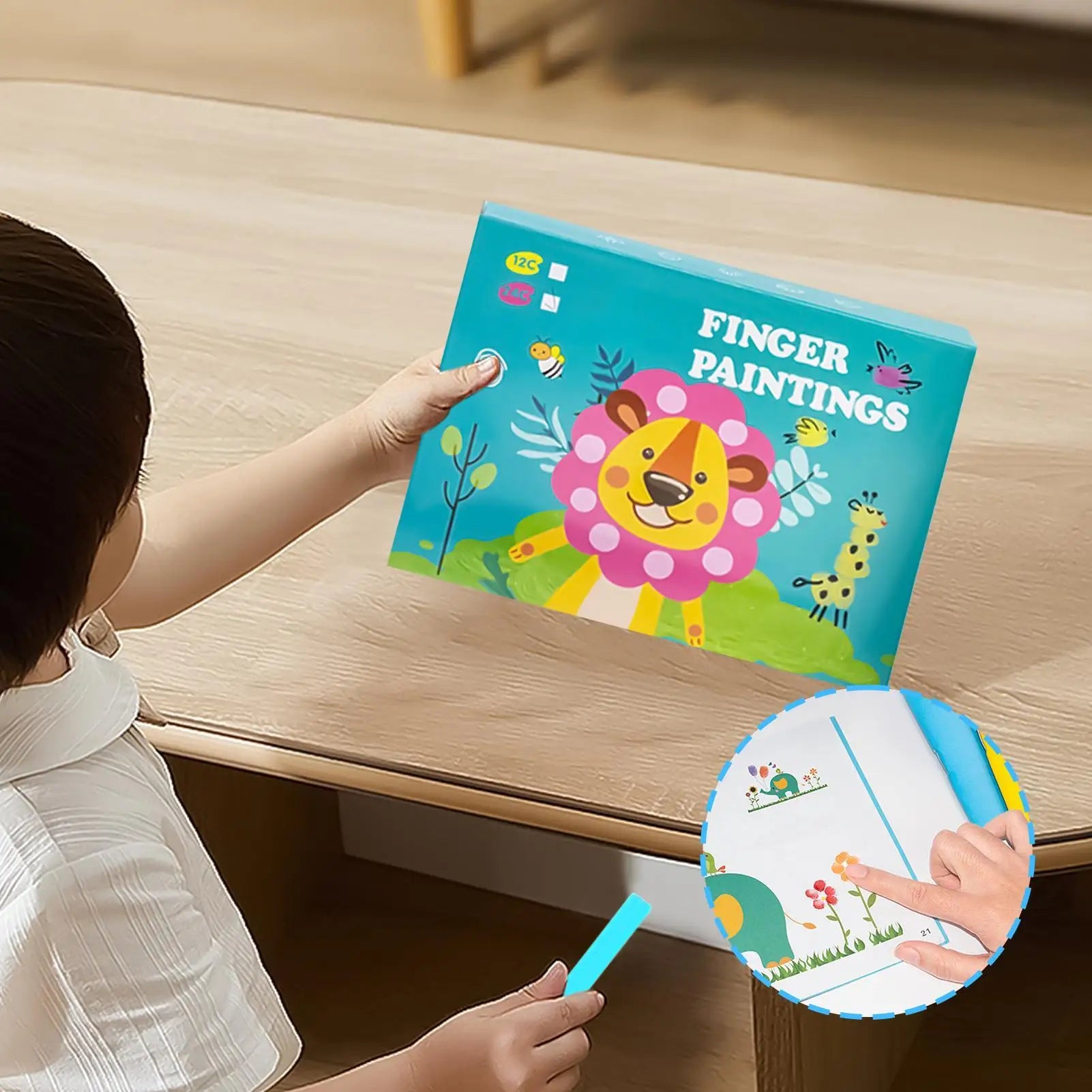 Finger Paint Paper 12-Color Educational Washable Kids Drawing Pad Art Zpaxo