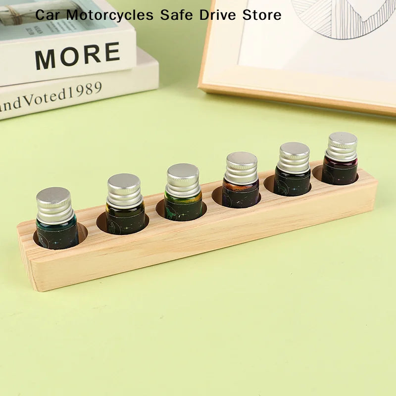 CM6 Hole Essential Oil Wooden Display Stand Storage Rack Smooth Oils