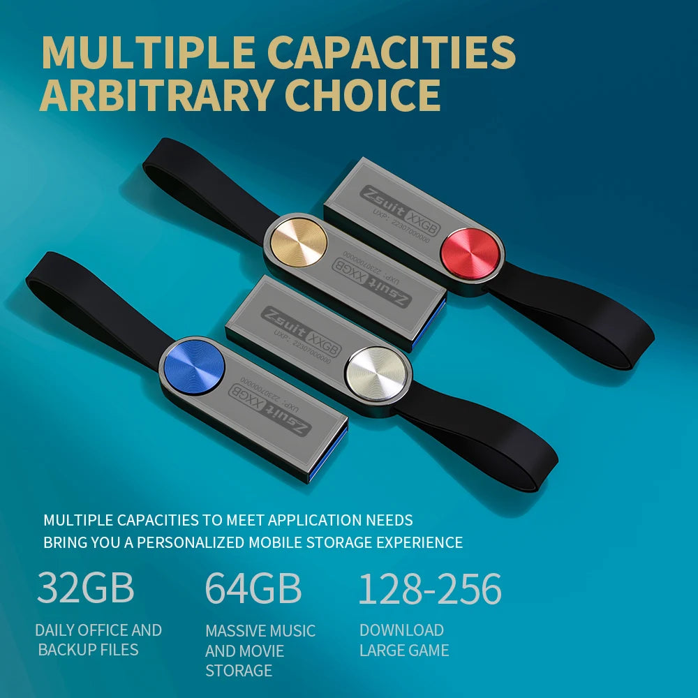ZSUIT 10Pcs USB Drive 32GB 64GB High Speed Pen Drive 3.0 Memory Stick 128GB Waterproof Pendrive Metal USB Disk Memoria Stick DD Zpaxo