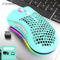 BM600 Rechargeable USB Wireless RGB Light Honeycomb Gaming Mouse Zpaxo Green
