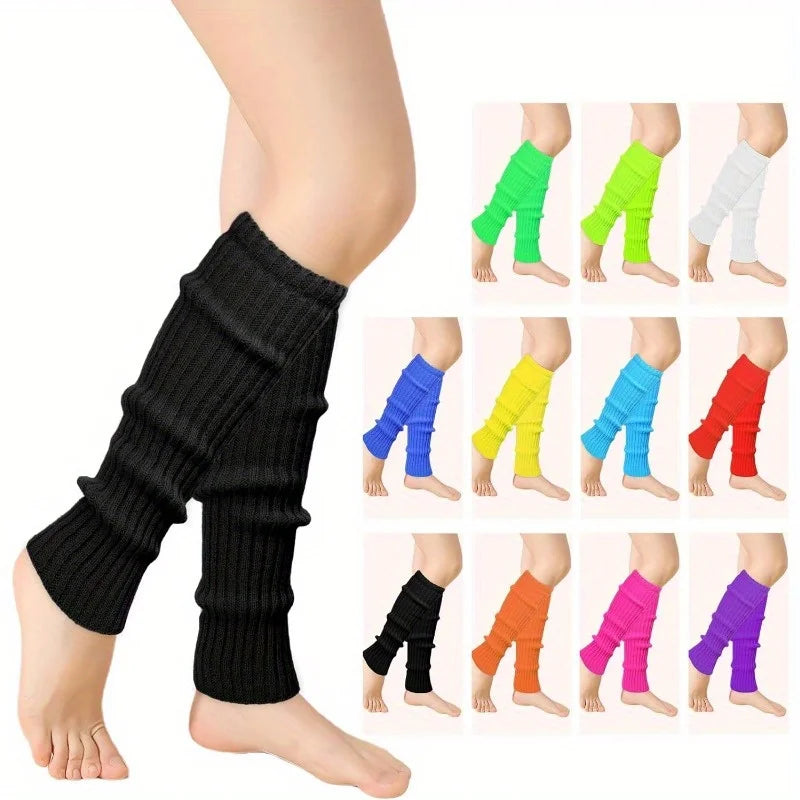 1 Pairs Buauty 80s 90s Leg Warmers Women Neon Ribbed Socks Stylish